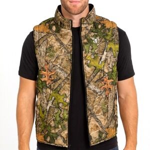 TrueTimber Outdoorsman Camo Puffer‎ Vest Men's LARGE Green Hunting Sleeveless